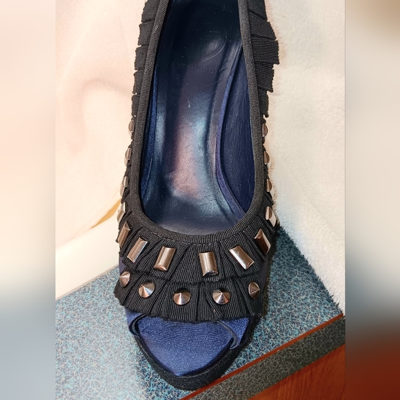 TORY BURCH Blue Satin  Platform Heel shoes - Picture 11 of 13